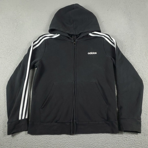 adidas Tops - Adidas Sweater Womens Large Black Full Zip Up Hoodie Sweatshirt Ladies *
